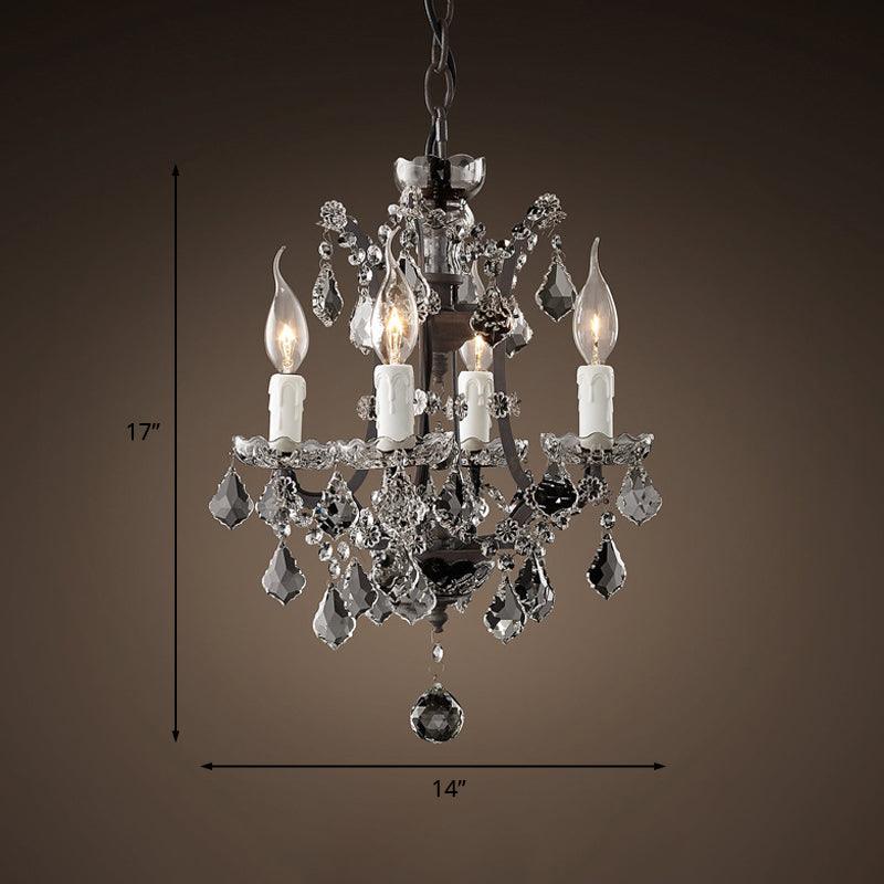 4/6 Heads Chandelier Pendant Light Traditional Scroll Arm Crystal Hanging Lamp Kit in White - Rebooters