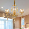 Traditional Lotus Hanging Chandelier 3/5-Light Brass Lamp - Rebooters