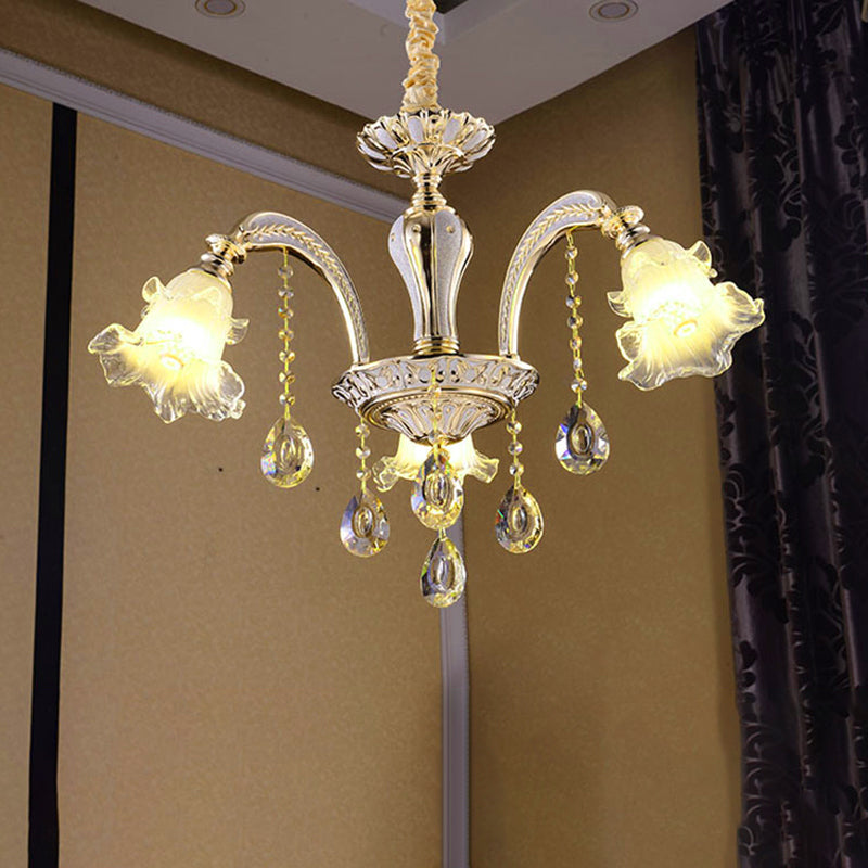 Gold 3/6-Light Ceiling Chandelier Traditional Crystal Lighting - Rebooters