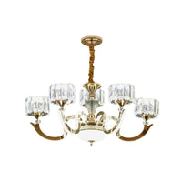 3/5 Lights Crystal Block Chandelier Light Modernism Gold Lamp - Rebooters