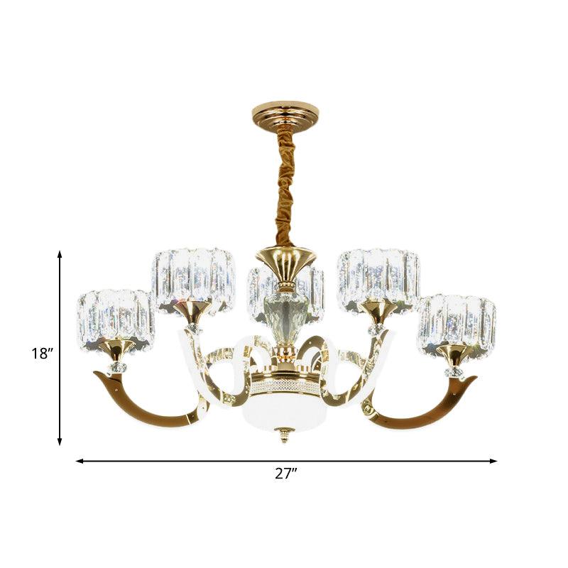 3/5 Lights Crystal Block Chandelier Light Modernism Gold Lamp - Rebooters