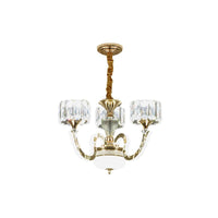 3/5 Lights Crystal Block Chandelier Light Modernism Gold Lamp - Rebooters
