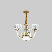 3/5 Lights Crystal Block Chandelier Light Modernism Gold Lamp - Rebooters