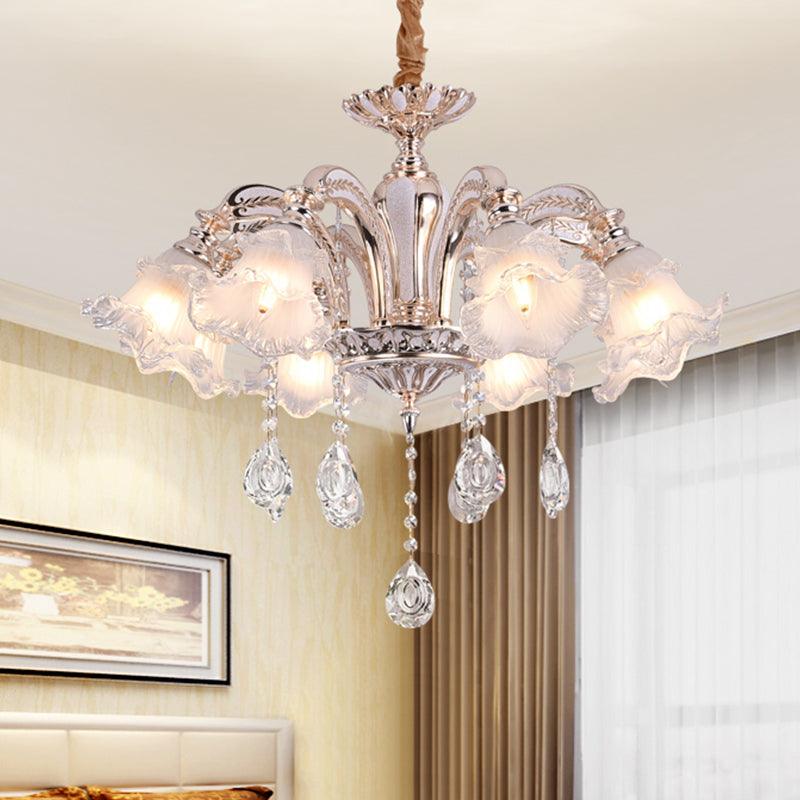 3/6 Heads Floral Ceiling Chandelier Traditional Gold Crystal - Rebooters