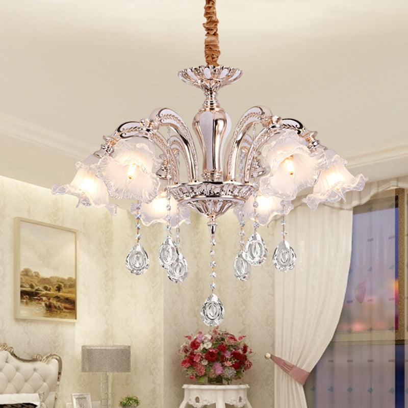 3/6 Heads Floral Ceiling Chandelier Traditional Gold Crystal - Rebooters