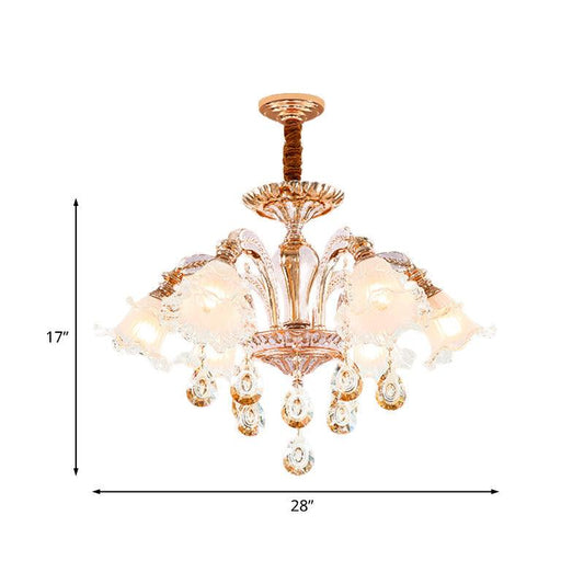 3/6 Heads Floral Ceiling Chandelier Traditional Gold Crystal - Rebooters