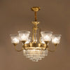 Bell Clear Glass Crystal Pendant Lamp Traditional 6/8-Head Chandelier Lighting in Brass - Rebooters