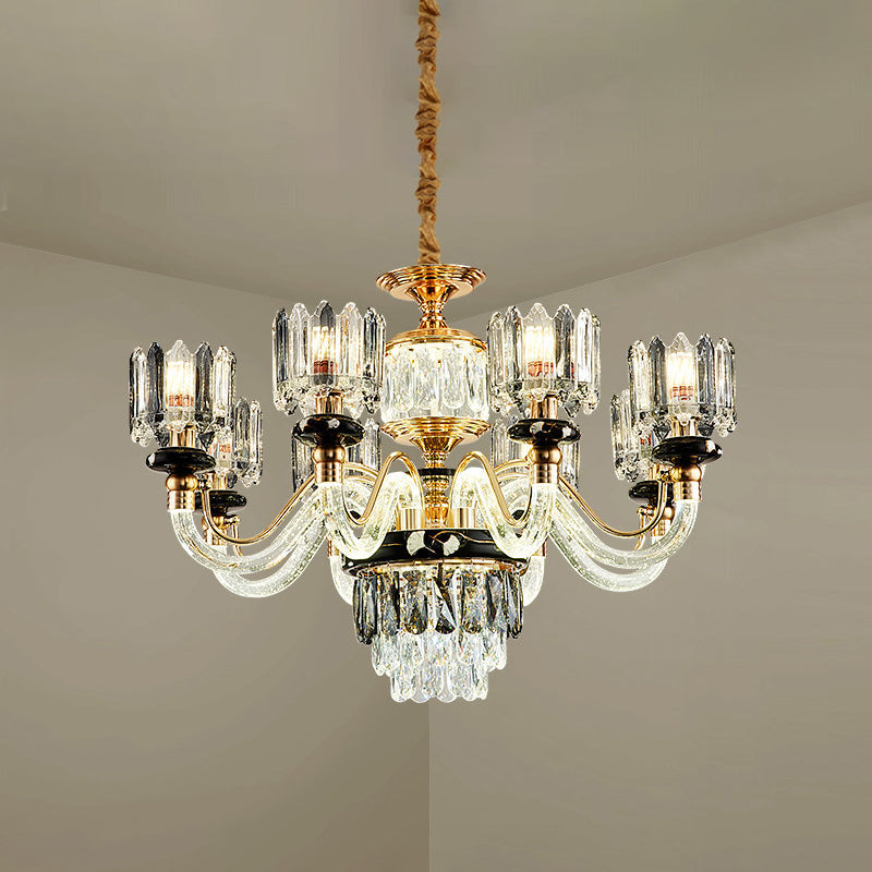 Gold Circle Pendant Chandelier Traditional Crystal Light 6/8 Bulbs - Rebooters