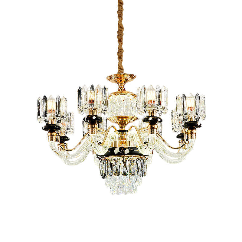 Gold Circle Pendant Chandelier Traditional Crystal Light 6/8 Bulbs - Rebooters