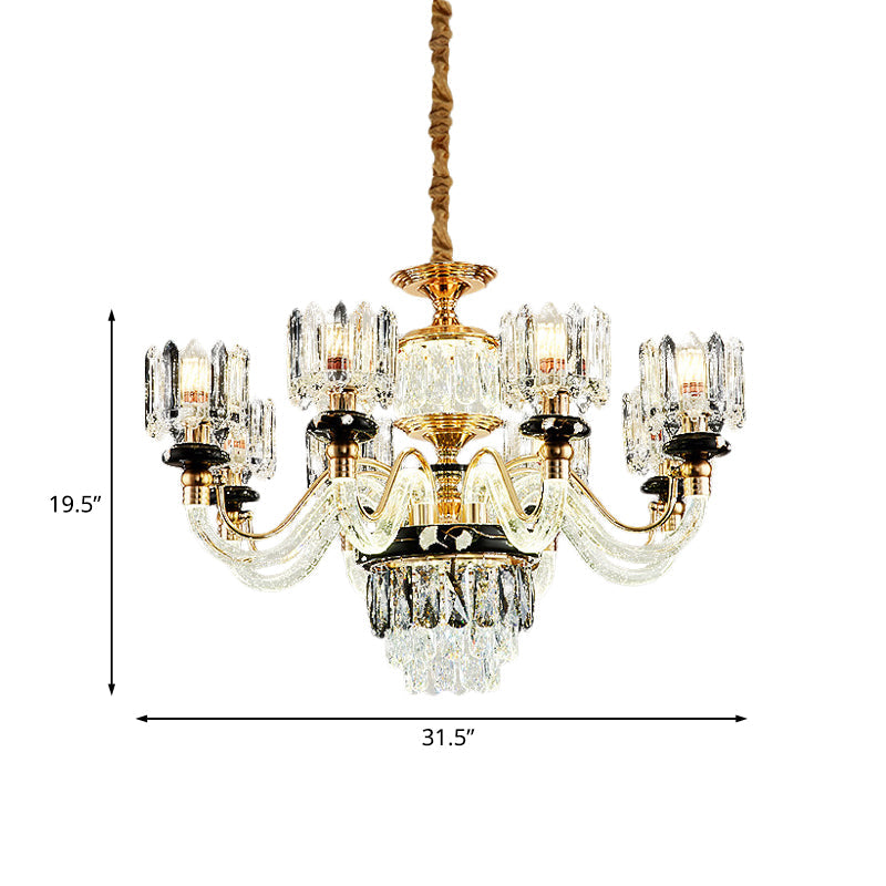 Gold Circle Pendant Chandelier Traditional Crystal Light 6/8 Bulbs - Rebooters