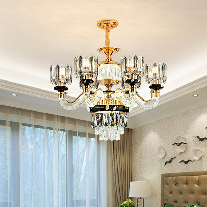 Gold Circle Pendant Chandelier Traditional Crystal Light 6/8 Bulbs - Rebooters
