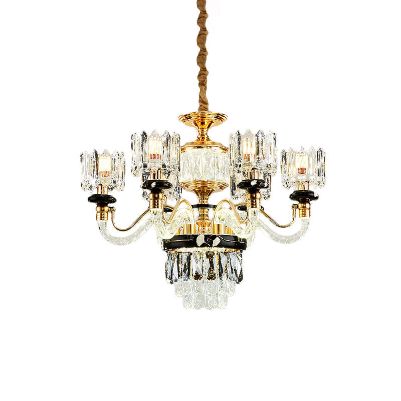Gold Circle Pendant Chandelier Traditional Crystal Light 6/8 Bulbs - Rebooters