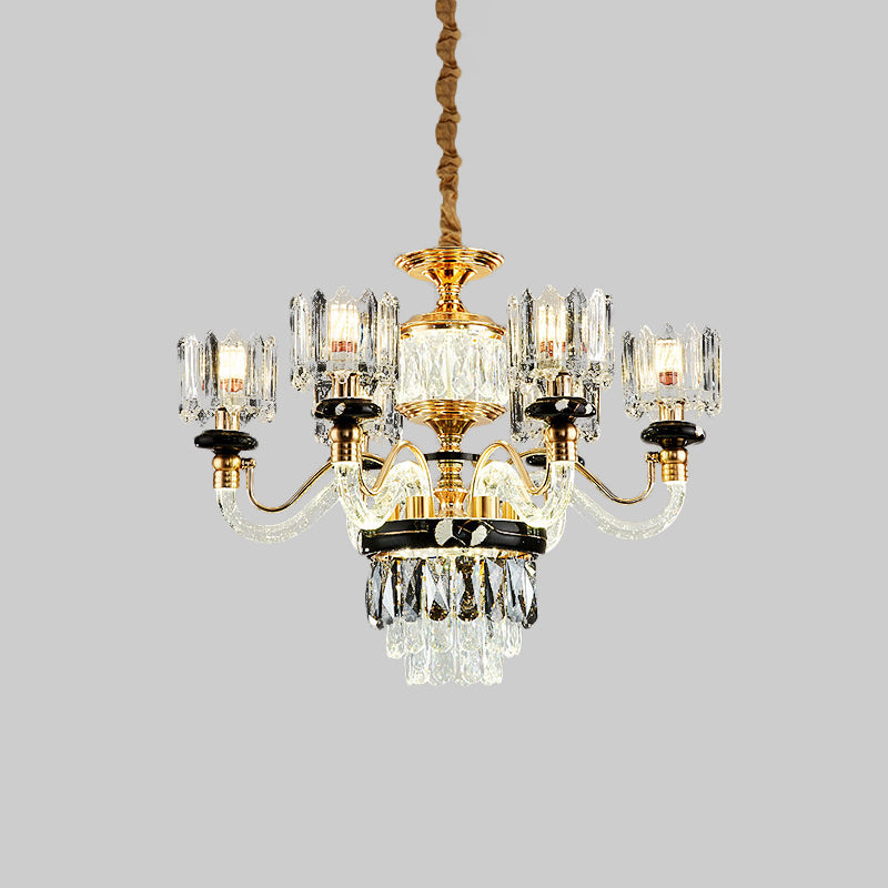 Gold Circle Pendant Chandelier Traditional Crystal Light 6/8 Bulbs - Rebooters