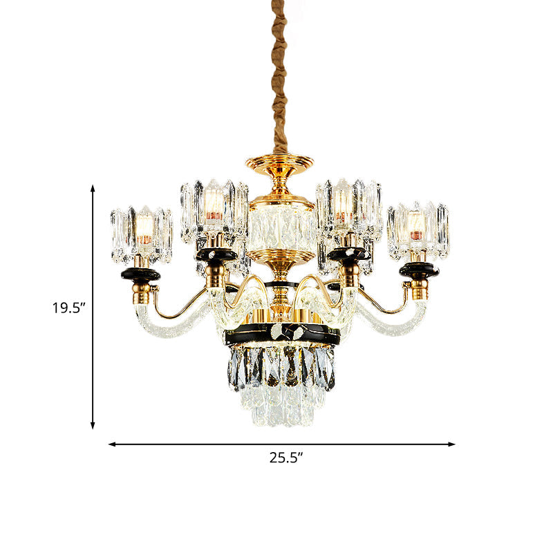 Gold Circle Pendant Chandelier Traditional Crystal Light 6/8 Bulbs - Rebooters
