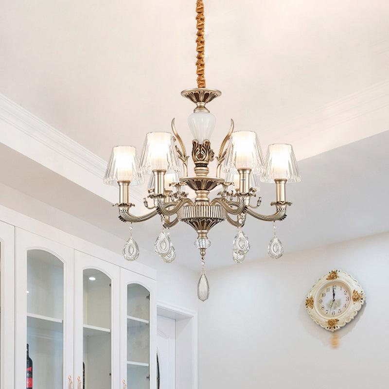 6-Light Chandelier Light Fixture Traditional Cone Crystal Lamp - Rebooters