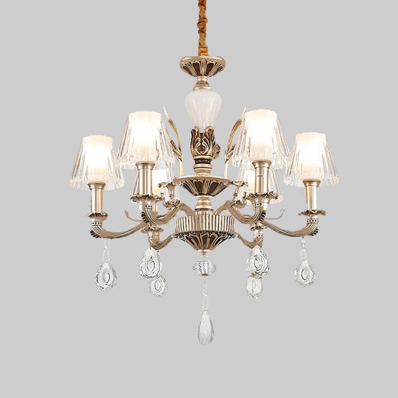 6-Light Chandelier Light Fixture Traditional Cone Crystal Lamp - Rebooters