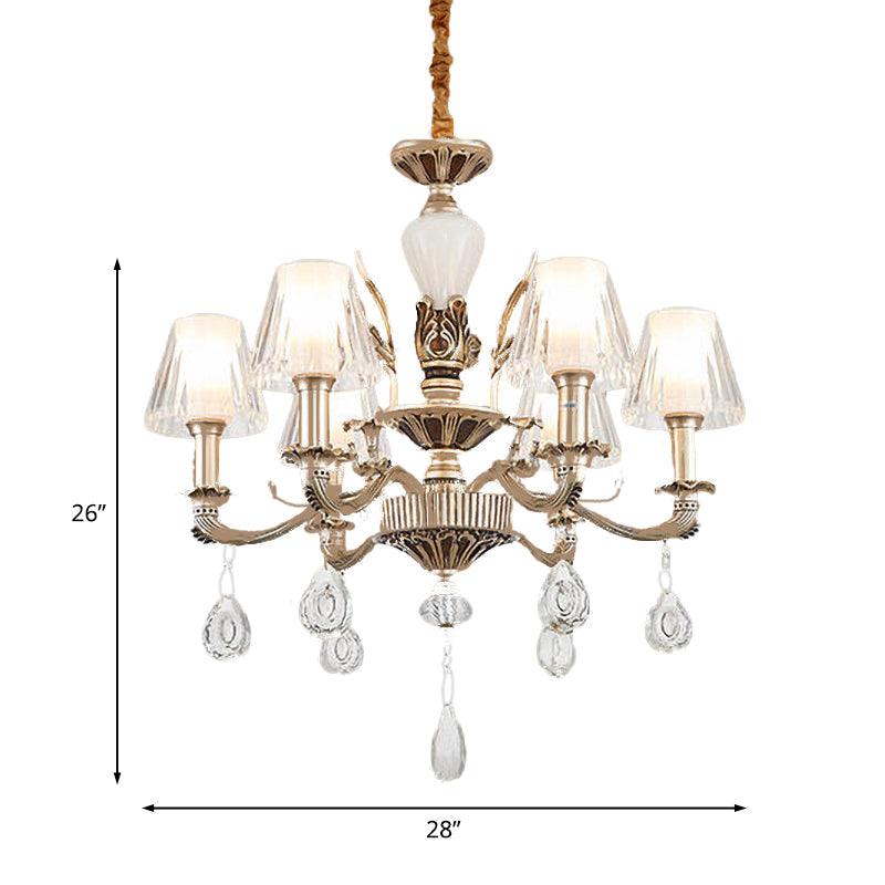 6-Light Chandelier Light Fixture Traditional Cone Crystal Lamp - Rebooters