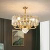 10 Lights Crystal Pendant Light Fixture Modernism Gold Drum Chandelier - Rebooters