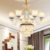 Flower Crystal Hanging Ceiling Light Traditional 8-Bulb Chandelier Lamp in Gold - Rebooters