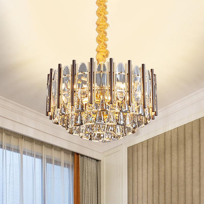 Beveled Crystal Gold Ceiling Chandelier Conic 7 Bulbs Lamp - Rebooters