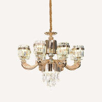 6/8 Lights Cylinder Chandelier Lighting Modern Gold Crystal Ceiling Pendant Lamp - Rebooters