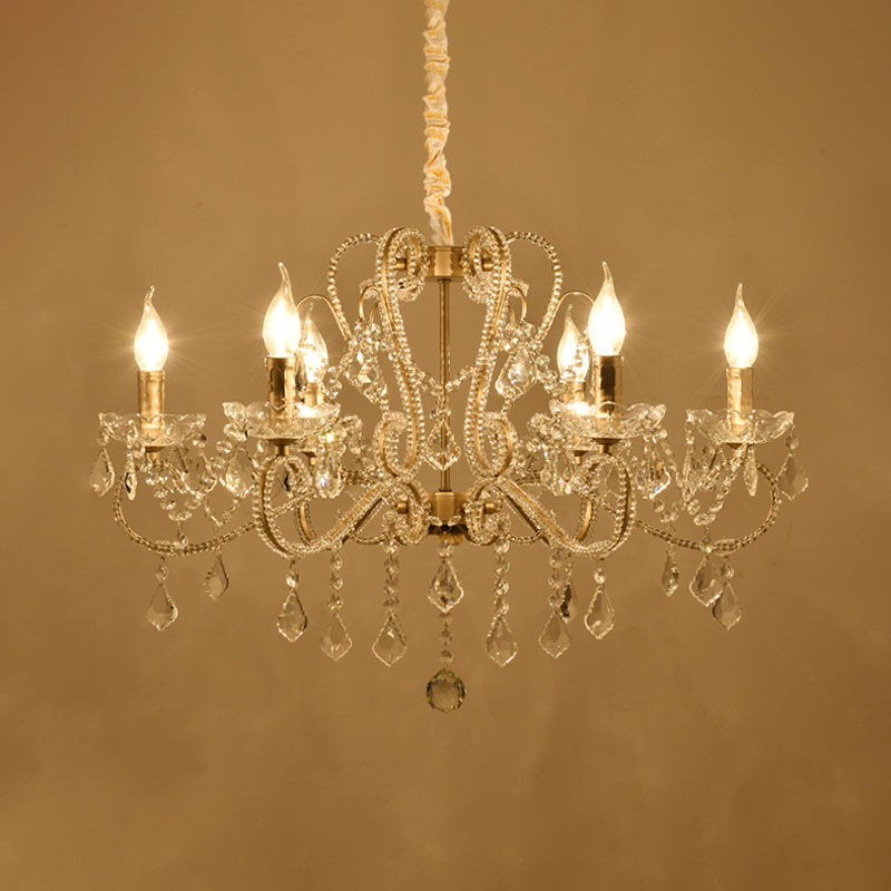 Traditionalism Candelabra Chandelier 6-Bulb Clear Crystal Fixture - Rebooters