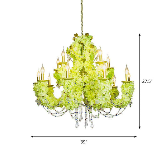 12 Bulbs Candle Pendant Chandelier Vintage Gold Metal Light - Rebooters