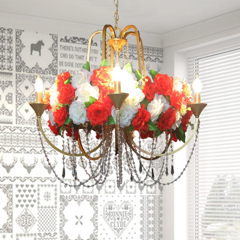 5 Heads Iron Chandelier Lighting Antique Gold Candlestick Ceiling Lamp - Rebooters