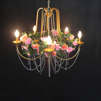 5 Heads Iron Chandelier Lighting Antique Gold Candlestick Ceiling Lamp - Rebooters