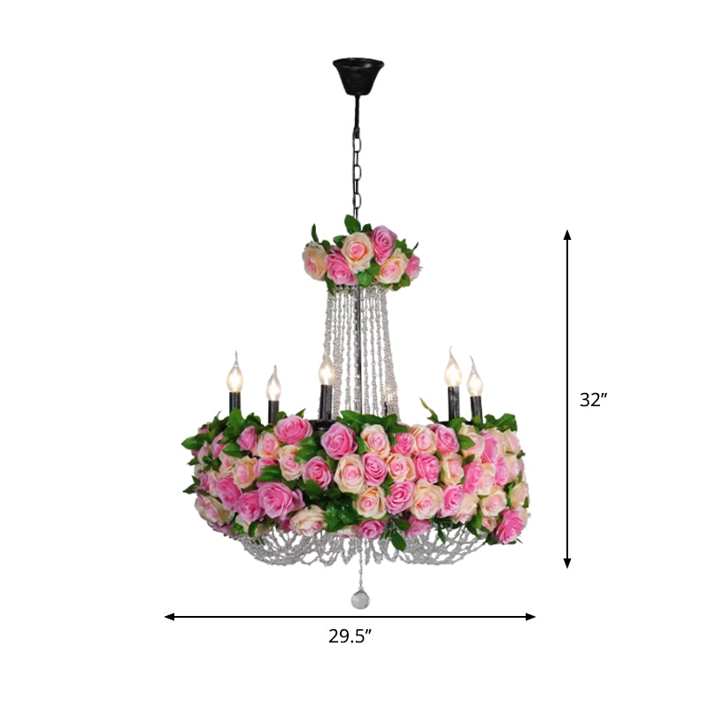 Farmhouse Candelabra Chandelier Lighting 6-Head Pink Light - Rebooters