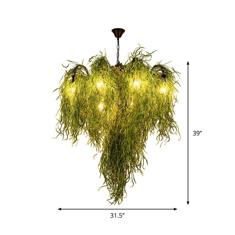 8/14 Lights Iron Chandelier Lighting Industrial Green Pendant Light - Rebooters