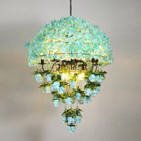 10 Bulbs Iron Ceiling Chandelier Industrial Blue Bowl Wire Cage Light - Rebooters