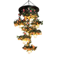7 Lights Hanging Chandelier Iron Flower Black Pendant Light - Rebooters