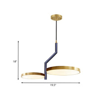 2 Heads Living Room Hanging Chandelier Black Gold Design - Rebooters