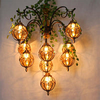 Amber Glass Brass Chandelier Light Ball 5/9 Lights Fixture - Rebooters
