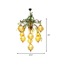 Amber Glass Brass Chandelier Light Ball 5/9 Lights Fixture - Rebooters