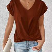 V-Neck Blouse With Draped Front Design For Women Rebooters Womens Shirts