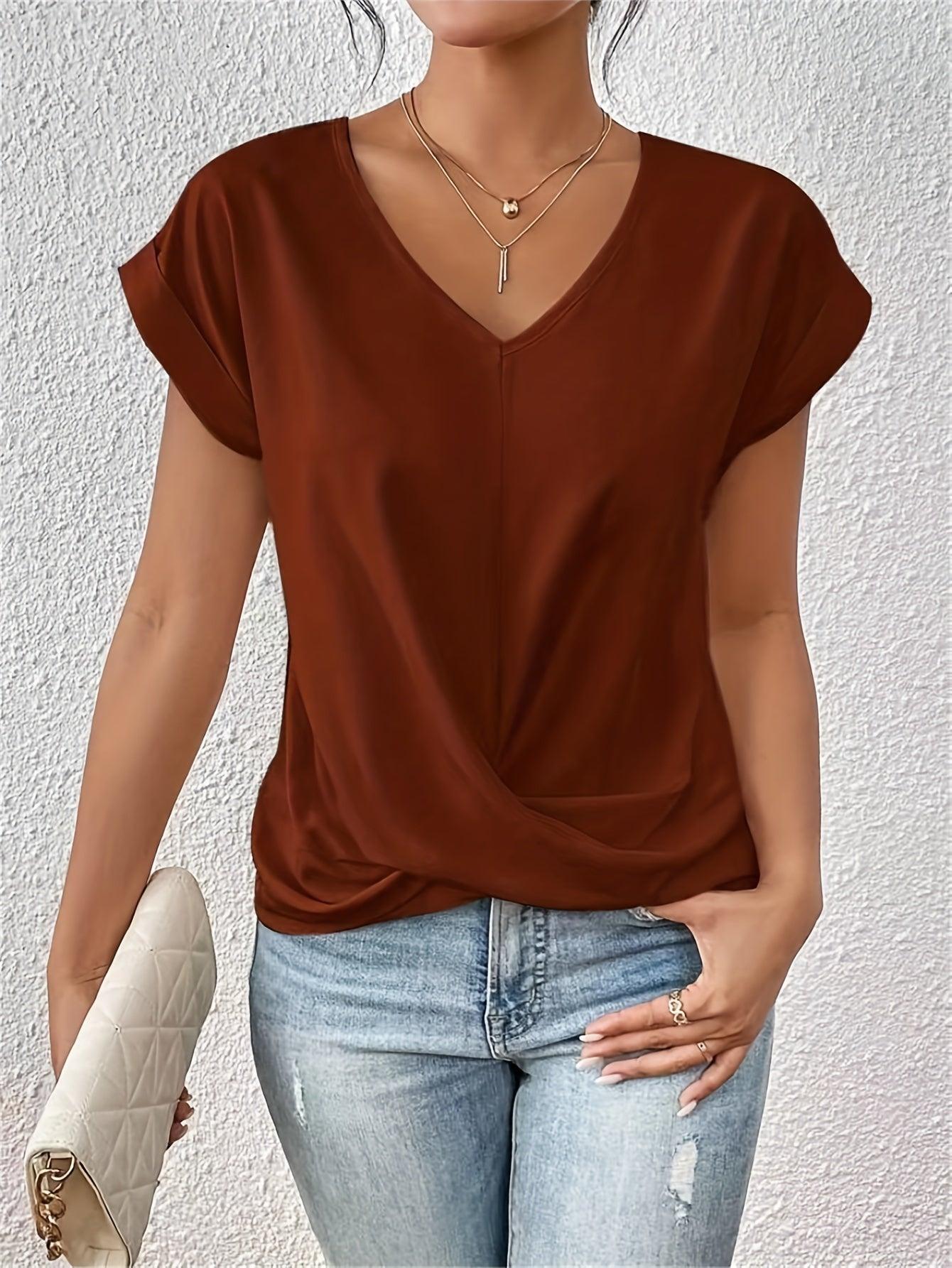 V-Neck Blouse With Draped Front Design For Women Rebooters Womens Shirts