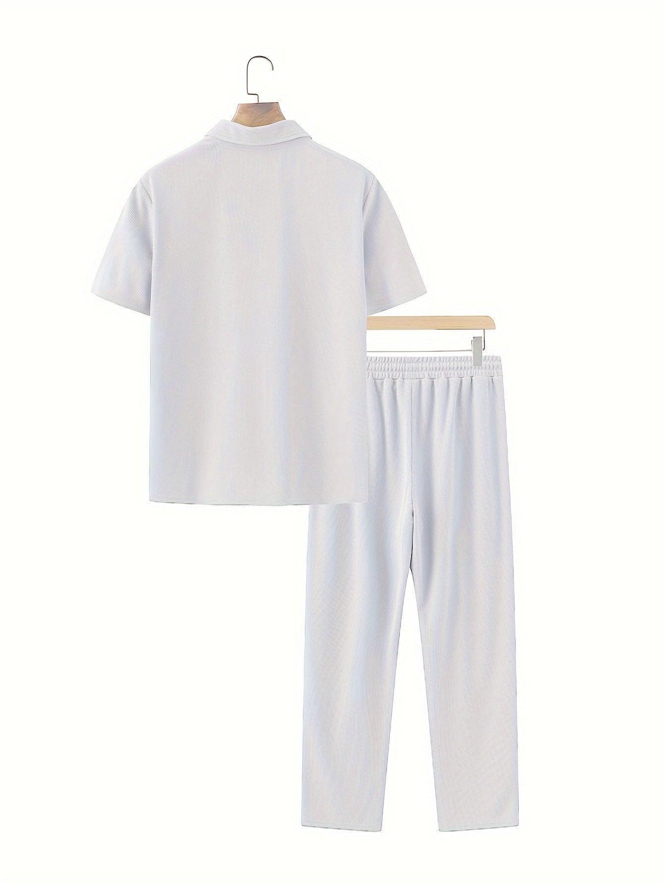 Solid Casual Lapel Half Zip Shirt Men Set for Outdoor Comfort Rebooters mens 2 piece set