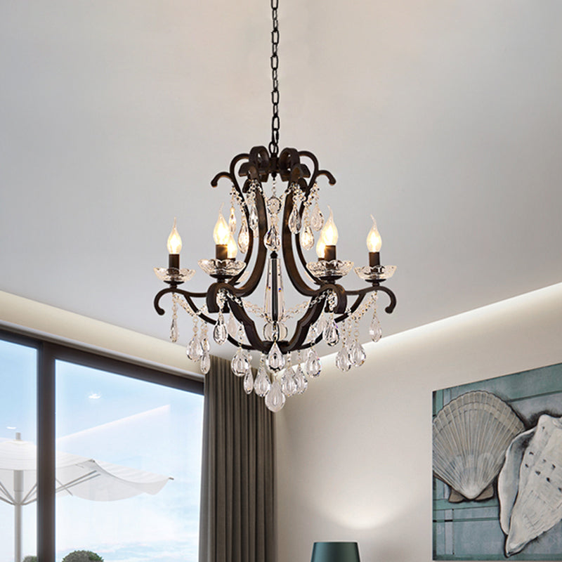 Metallic Black Pendant Chandelier Scroll Arm 5/6-Head Light - Rebooters