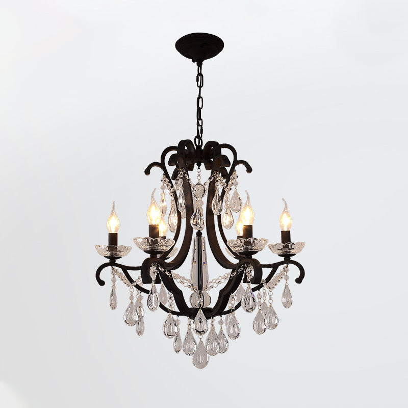 Metallic Black Pendant Chandelier Scroll Arm 5/6-Head Light - Rebooters
