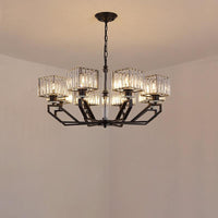 6 Lights Chandelier Light Fixture Modern Cuboid Crystal Block Lamp - Rebooters