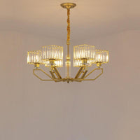 6 Lights Chandelier Light Fixture Modern Cuboid Crystal Block Lamp - Rebooters