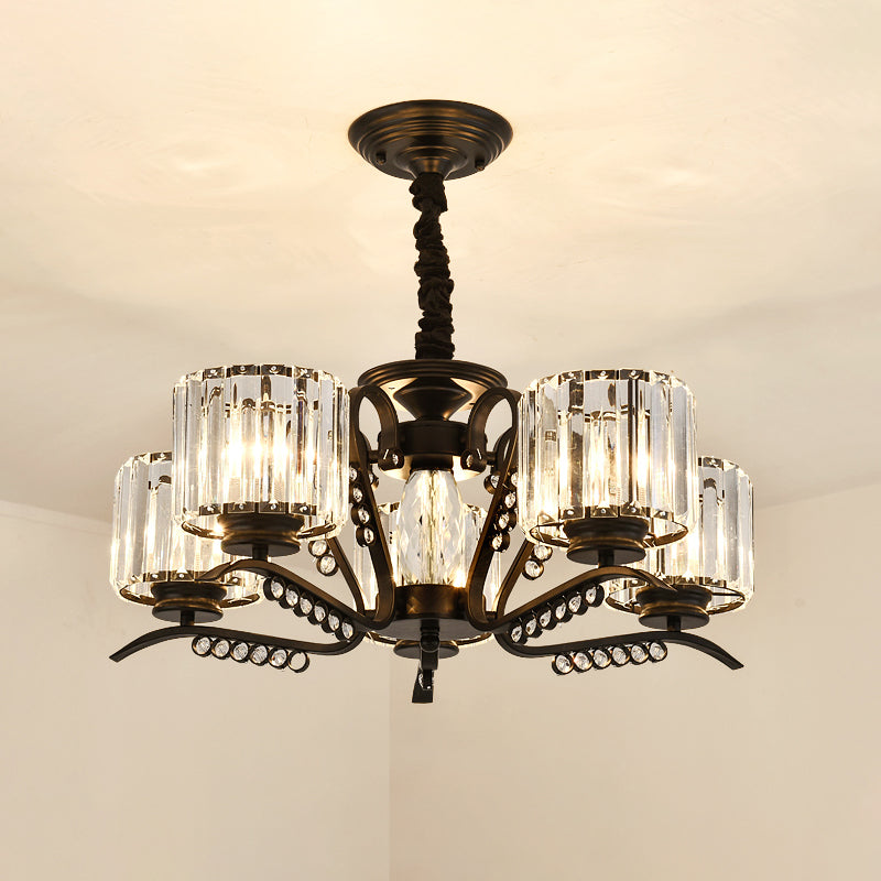 3/5 Heads Ceiling Chandelier Modernism Living Room Light Black - Rebooters