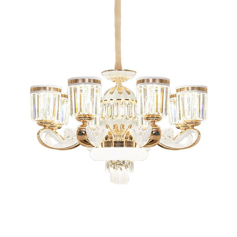 6/8-Head Bell Pendant Chandelier Modern Gold Crystal Lamp - Rebooters