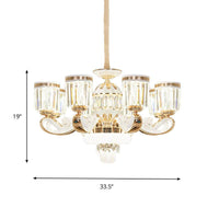 6/8-Head Bell Pendant Chandelier Modern Gold Crystal Lamp - Rebooters