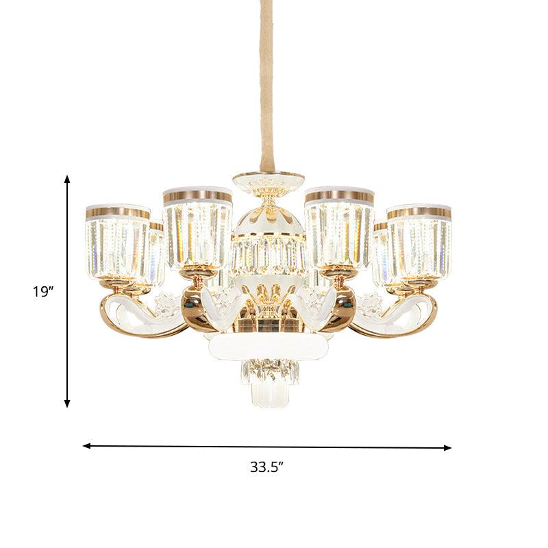 6/8-Head Bell Pendant Chandelier Modern Gold Crystal Lamp - Rebooters