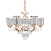 6/8-Head Bell Pendant Chandelier Modern Gold Crystal Lamp - Rebooters