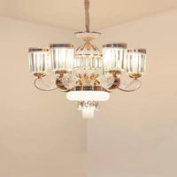 6/8-Head Bell Pendant Chandelier Modern Gold Crystal Lamp - Rebooters