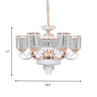 6/8-Head Bell Pendant Chandelier Modern Gold Crystal Lamp - Rebooters